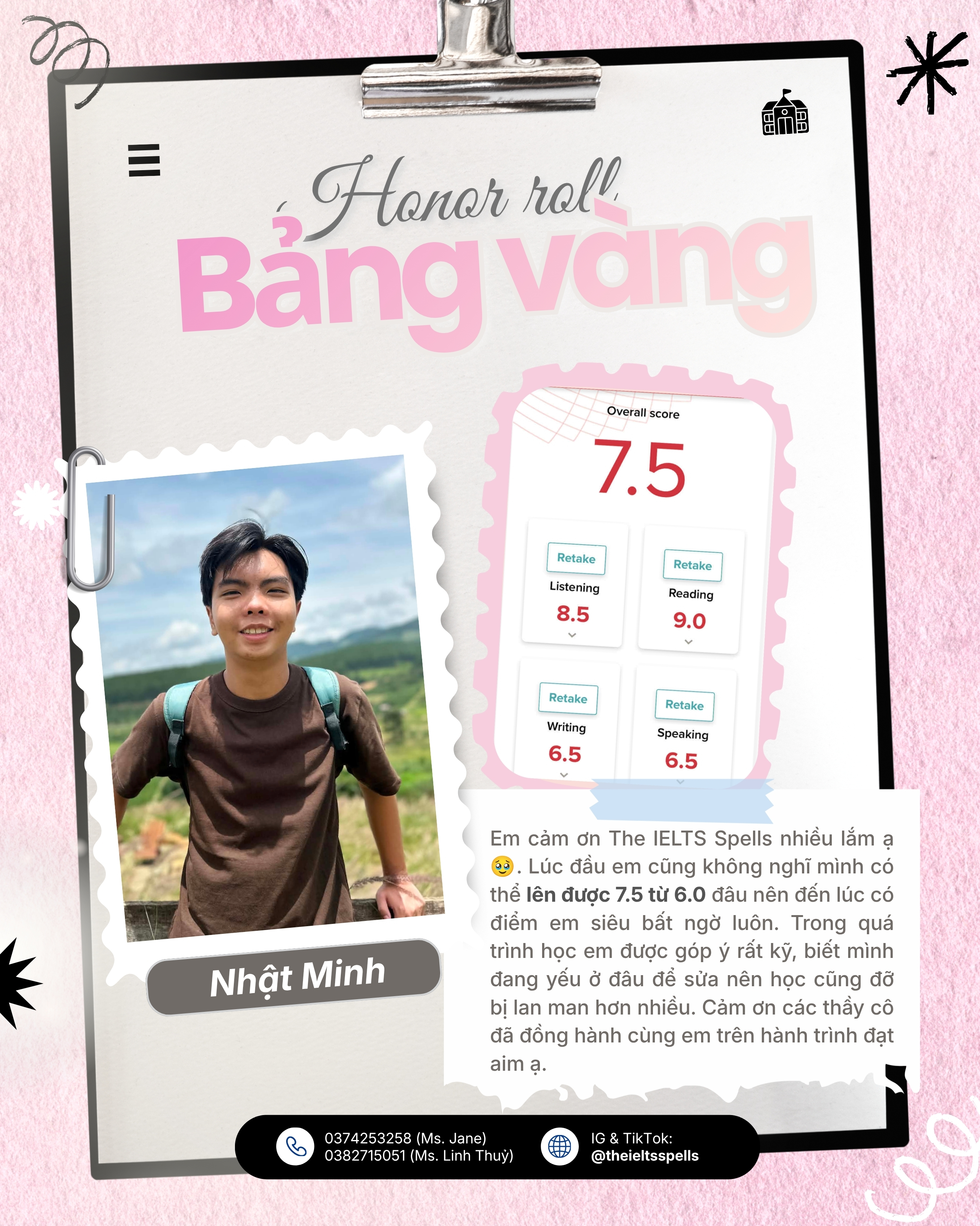 Bảng vàng vinh danh Nhật Minh